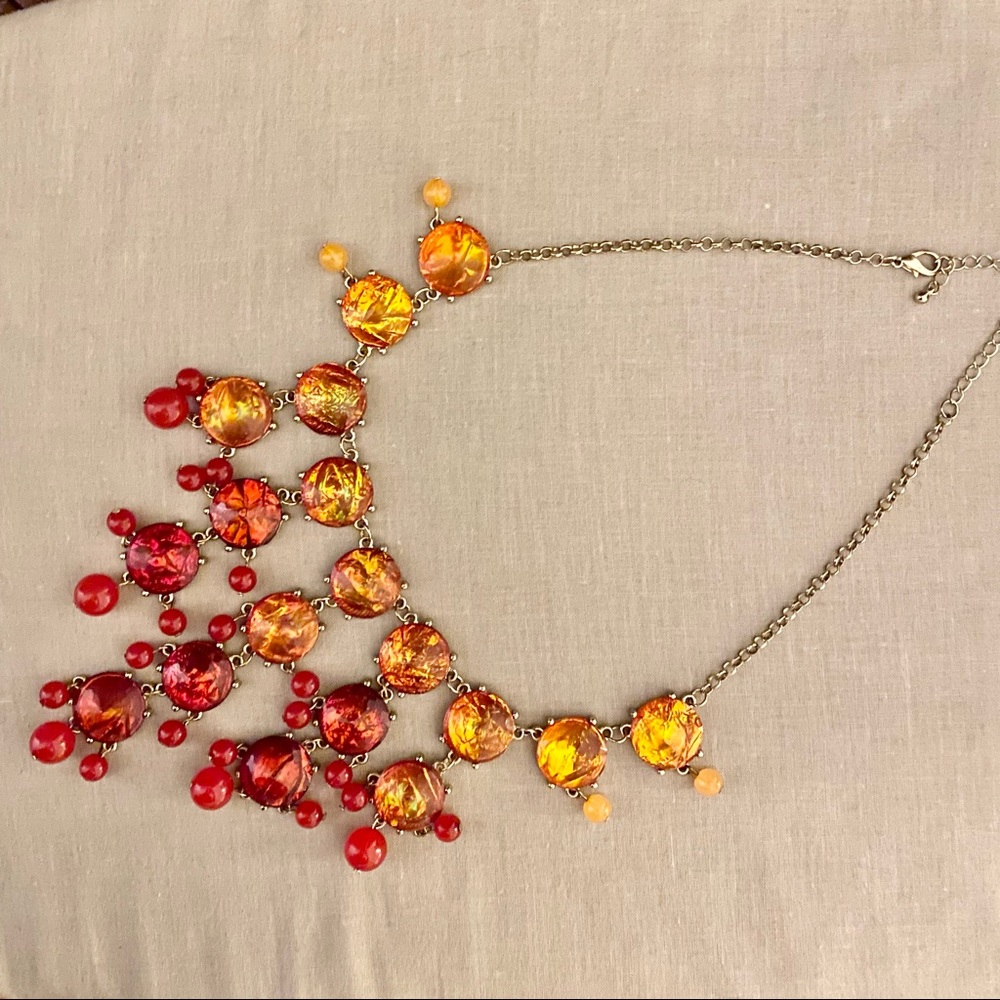 Orange and Red Topaz Inspired Necklace - Picture 2 of 4
